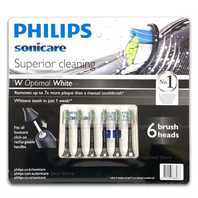 6PCS Philips Sonicare W Optimal White Replacement Electric toothbrush heads