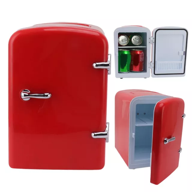 (Red UK Plug)Mini Fridge 4L Portable Cooler Warmer Personal Refrigerator