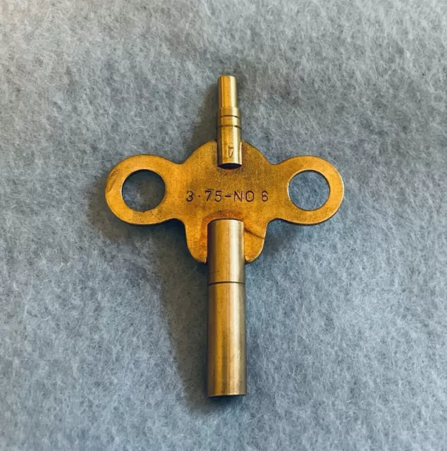 SESSIONS DOUBLE END BRASS CLOCK KEY, SIZE 6/4 = 3.75mm/1.8 MM NEW