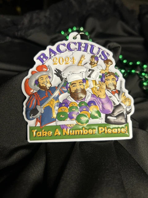 2024 MARDI GRAS Krewe Of Bacchus “Take A Number Please!” Theme Beads 3