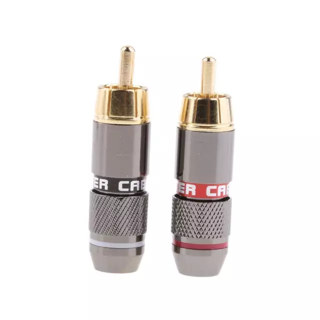 2x Gold Plated Phono RCA Plugs Audio Video Connectors
