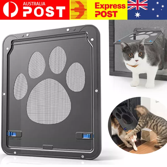 Pet Dog Cat Screen Door Pet Magnet Flap Automatic Safe Lockable Security Window