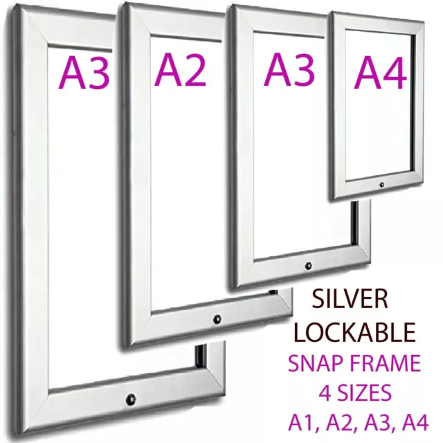 Snap Frame Outdoor A4 A3 A2 A1 lockable retail sign holder clip display 4 sizes