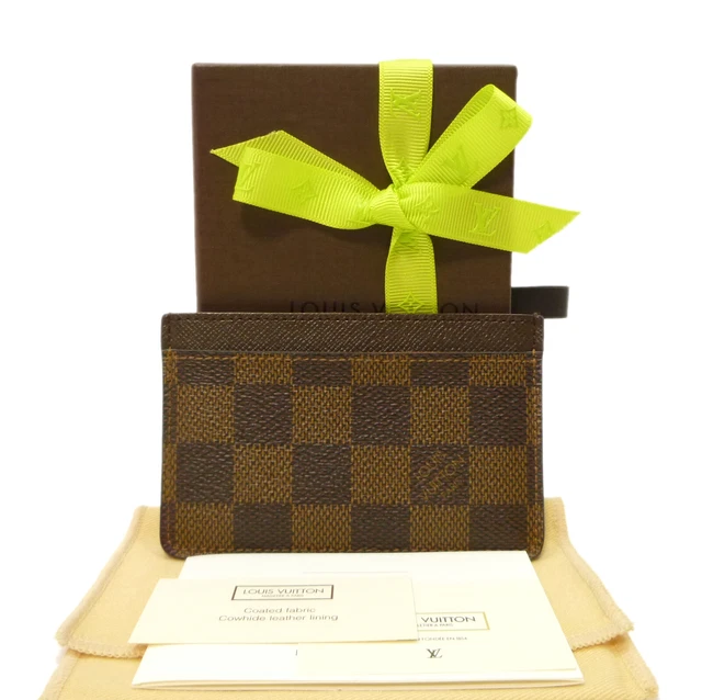 Authentic LOUIS VUITTON Simple Card Holder N61722 Damier Ebene #1110027