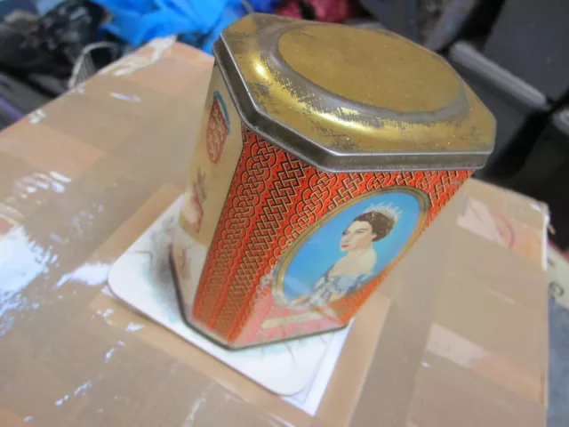 Queen Elizabeth coronation 1953 tea caddy tin souvenir Prince phillip. Rowntree