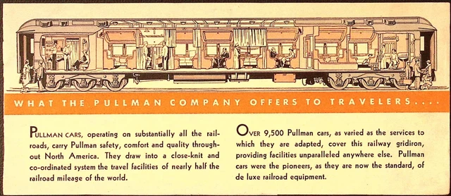 Whitcom Pullman PULLMAN STANDARDS PULLMAN Car Interior Pictorial Brochure Pullman Co ...