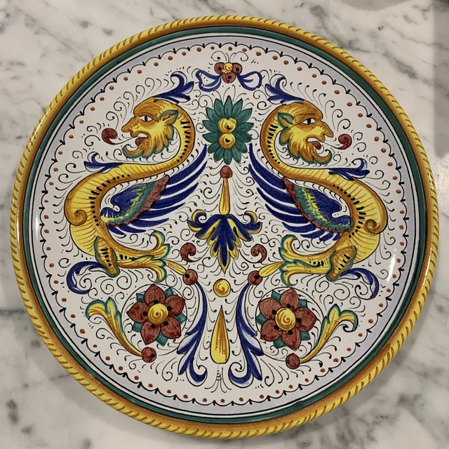 Deruta Pottery C.A. Positano Italy Raffaellesco 14" Platter Display Plate Dragon