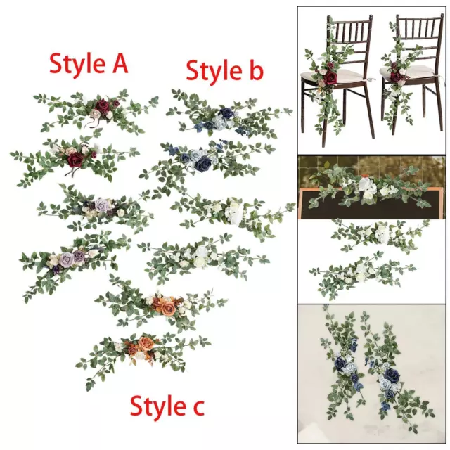 2Pcs Aisle Chair Back Floral Decors for Engagement Anniversary Parties