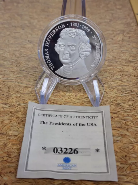 American Mint Thomas Jefferson The Presidents of The USA Silver-Plated Coin
