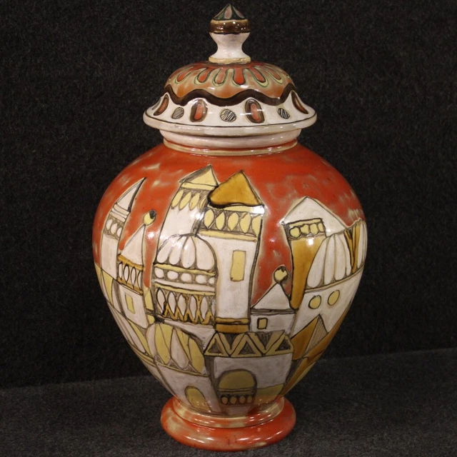 Vase italien signé et daté en céramique objet meuble style ancien coupe 900