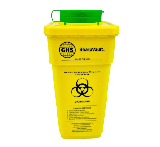 GHS SharpVault Collector Waste Bin Container 600ml Syringe Needle Disposal NEW