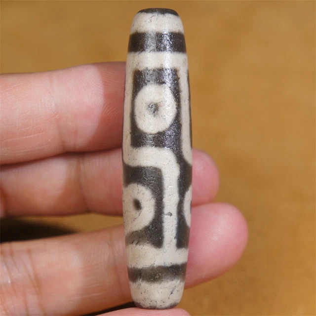 Ancient Tibetan DZI Beads Old Agate Lucky 6 Eye Totem Amulet Pendant GZI 58×14mm