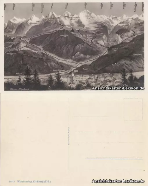 Ansichtskarte Interlaken Berner-Oberland - Landkarten AK 1933