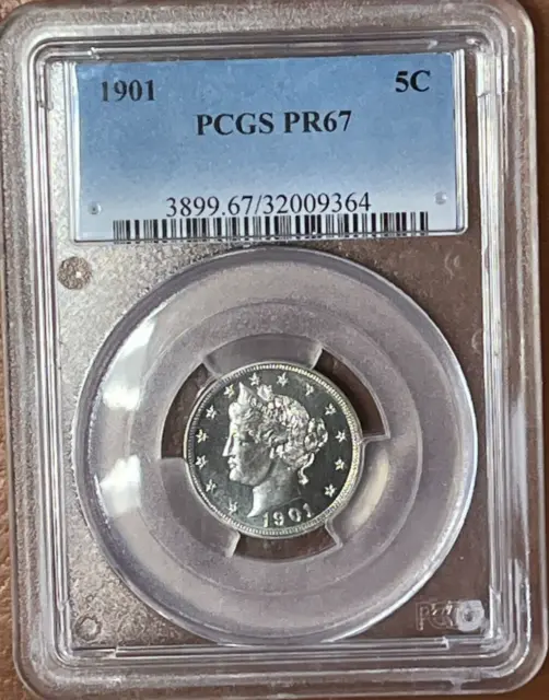 1901 P Proof Liberty "V" Nickel 5C PCGS PR67