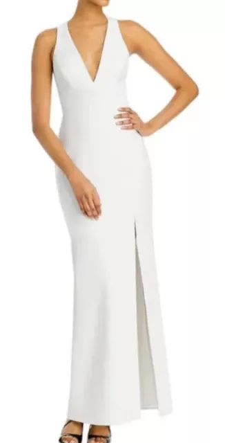 BCBGMAXAZRIA Womens White Back Cut-Out Maxi Evening Dress L43001 Size 2