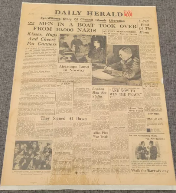 Daily Herald 2. Ww Chanel Inseln Befreiung 11. Mai 1945 Zeitung