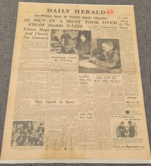 Daily Herald Ww2 Chanel Islands Liberation 11Th May 1945 Newspaper