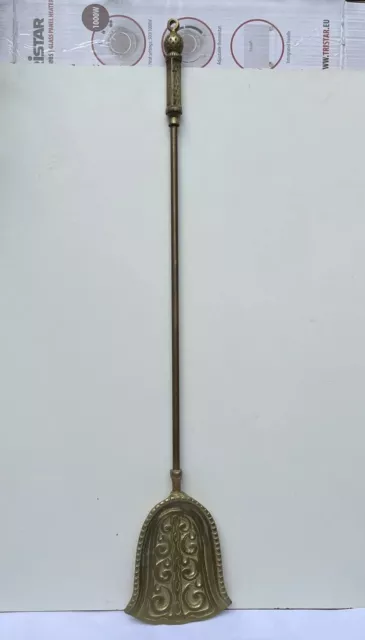 Antique Ornate Heavy Brass Fire Companion Shovel 30.4"