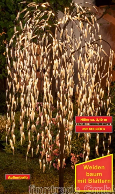 Gartendeko Lichterbaum 810 LED 2,10 m warmweiß Trauerweide Weide Baum außen