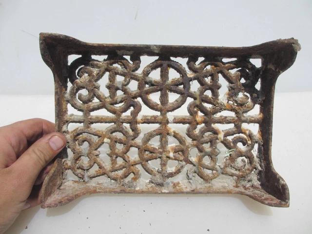 Antique Iron Air Brick Vent Grate Grill Ventilation Old Vintage 1930's Deco 9x6"