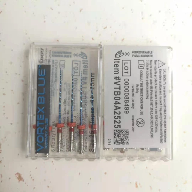 Dentsply Tulsa Dental Vortex Blue Taper rotary files 21mm or 25mm .04 6files/pk