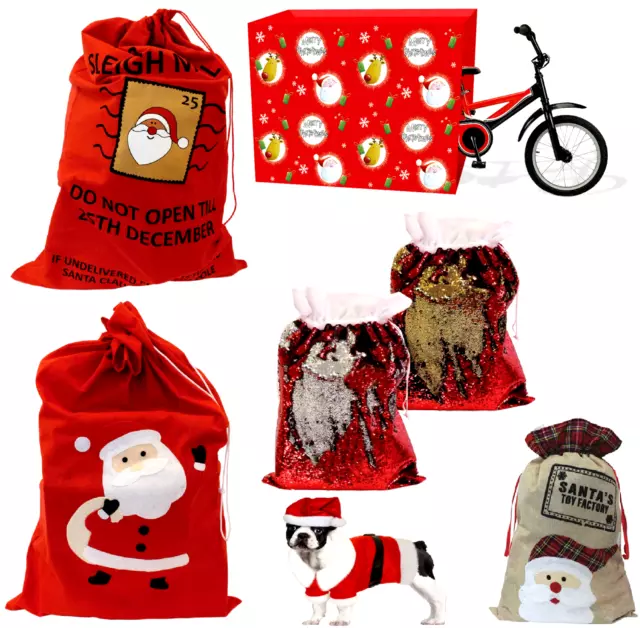 Giant Christmas Santa Sack Bike Stocking Large Red Father Xmas Gift Present Bag