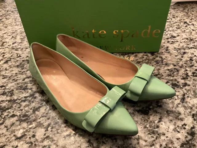 $198 Kate Spade Women's green Poppy Bow Flat Sandal Shoe Size US 6