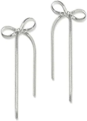 Bow Earrings For Women Gold Silver Bow Dangle Drop Earrings