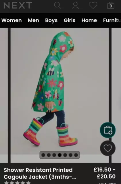 2-3 yrs Girls  pac a mac pocket Jacket Rain coat NEXT  hooded Top flower  Lined