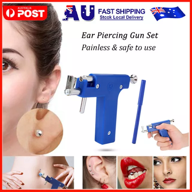 Ear Piercing Gun Kit, Pro Steel Ear Nose Navel Body Professional Easy to use AU