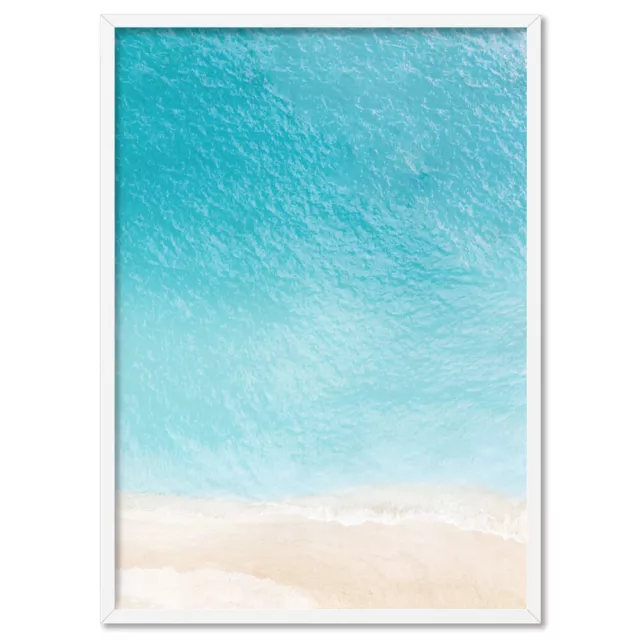 Into the Blue Ocean Wall Art Print. Aerial Photo. Aqua Water Shoreline | BOC-15