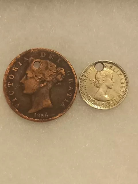 2x collectable coins UK rare 6 Pence 1963 Elizabeth II, 1/2 Penny 1856 Victoria