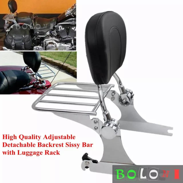 Backrest Sissy Bar Luggage Rack For Harley Dyna FXD C FXDL Street Bob FXDB 06-17