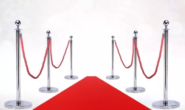 Vip Red Carpet Combo Special (6-Mirror Posts + 4- Ropes + 1-3'X10' Red Carpet)