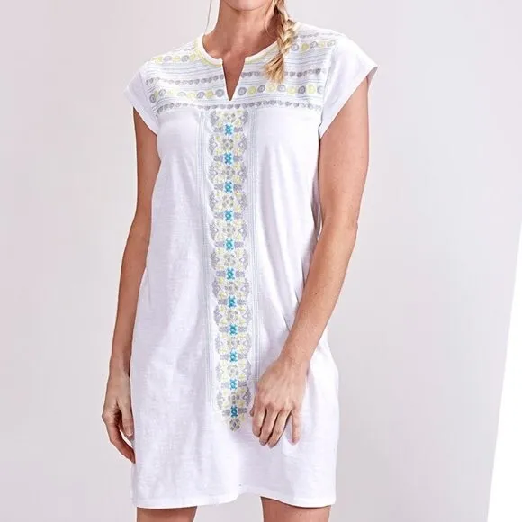 FRESH PRODUCE S 85$ Baja Kayda Embroidered Tunic Sun Dress Lounge Cotton NWT