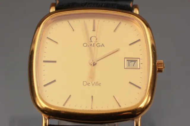 [Exc+5] OMEGA De Ville Quartz Gold Dial Unisex Watch -Original Band Swiss Made