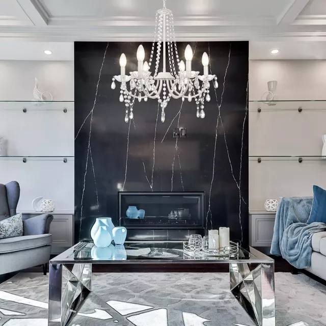 Crystal Chandelier Pendant Light Fixture Modern White Kitchen Hanging Lamp Foyer
