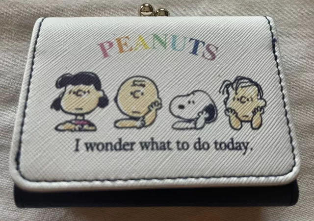 Peanuts Snoopy tri-fold wallet bill coin purse card pocket Blue
