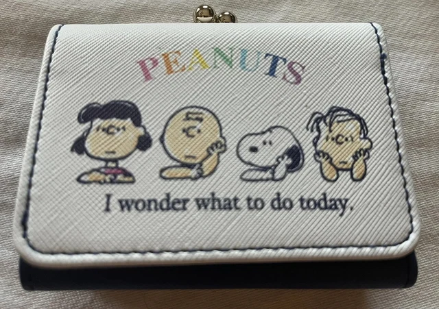 Peanuts Snoopy tri-fold wallet bill coin purse card pocket Blue