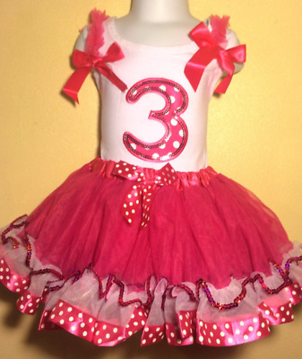 Minnie Mouse Birthday Dress 3 Years Old Hot Pink Girl Toddler