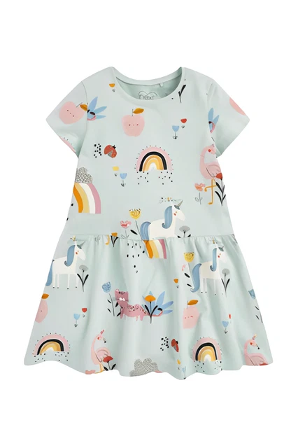 Abito da ragazza NEXT unicorno set 6 pezzi tunica abito leggings top età 1,5-2 2-3 3