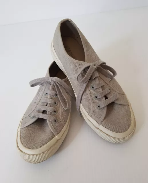 Boys Youth Superga Grey Canvas Lace Up Shoes Size EU 36 AU 3 UK 3.5 USA 4.5