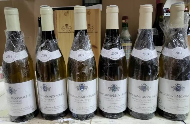 6 Bottles of white  Burgundy  Ramonet Chassagne Montrachet 2006 2008 2009 2011