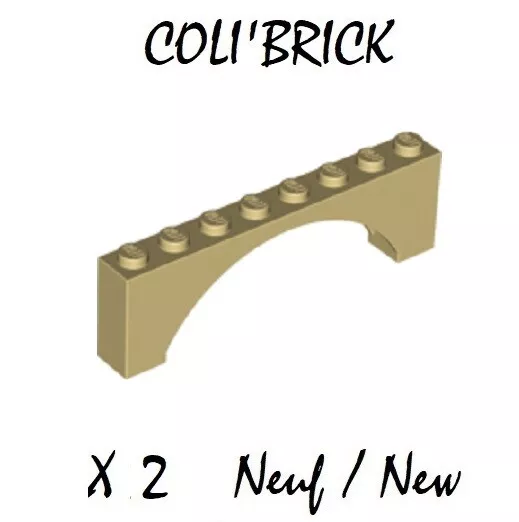 Lego 16577 - 2x Brique Arches / Brick Arch 1x8x2 raised arch - Tan - NEUF NEW