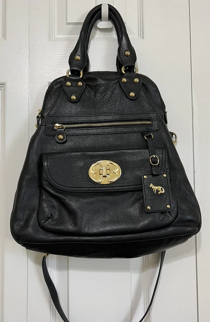 Emma Fox Black Leather Shoulder Crossbody Bag Fold-over Satchel
