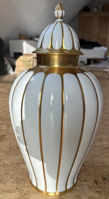 thomas bavaria art deco, Große Vase, Baluster Mit Deckel, Gold