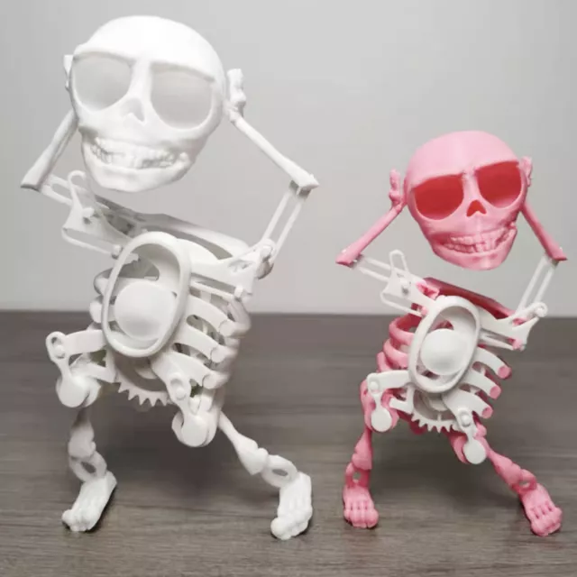 3D Printed Dancing Skeleton Skull Robot Figures Toys Mini Skull Spooky Dancing