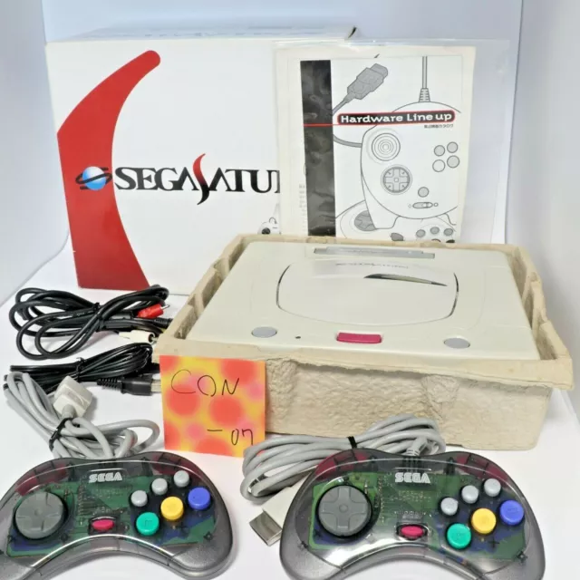 Console blanche Sega Saturn deux Cool Pad HST-3220 0019 contrôleur testé en...