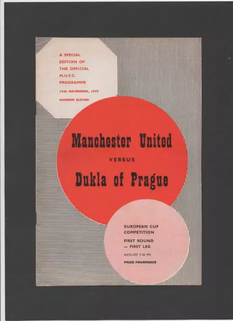 1957/58  MANCHESTER UNITED v DUKLA PRAGUE     -   European Cup