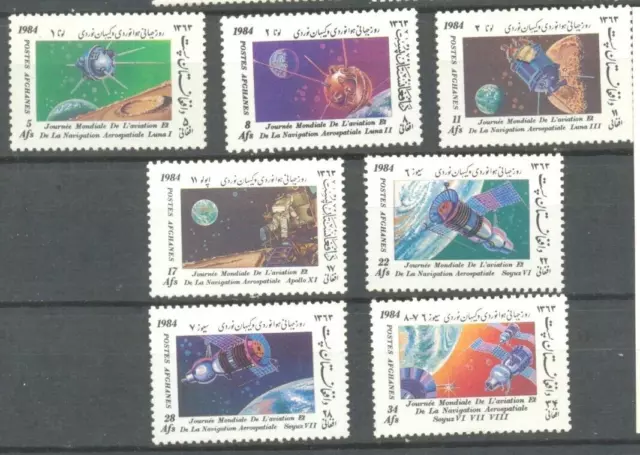 Afghanistan:Space, set without souvenir sheet,1984, MNH